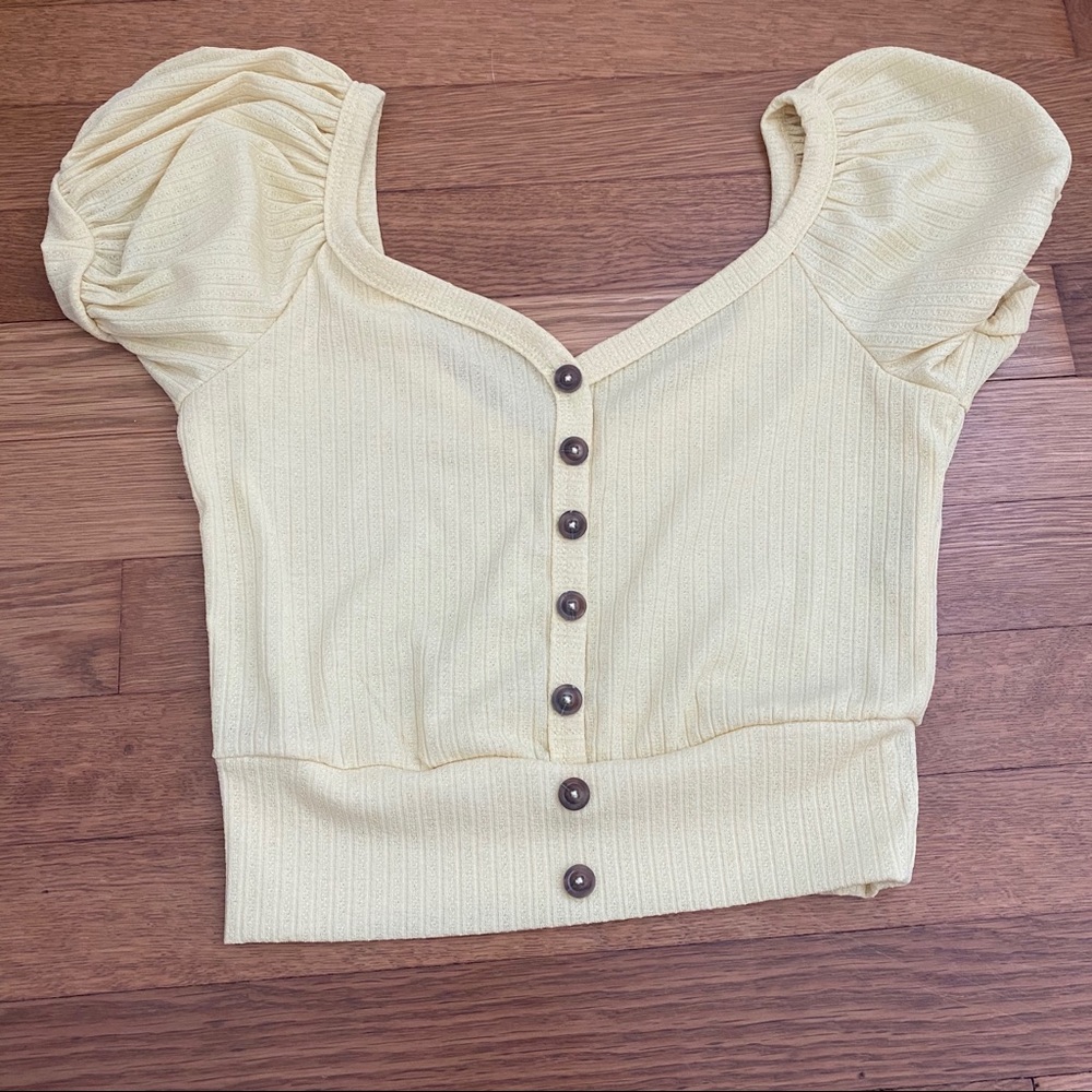 Yellow low cut forever21 shirt